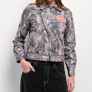 Von Dutch Women's Gray Camouflage Utility Jacket